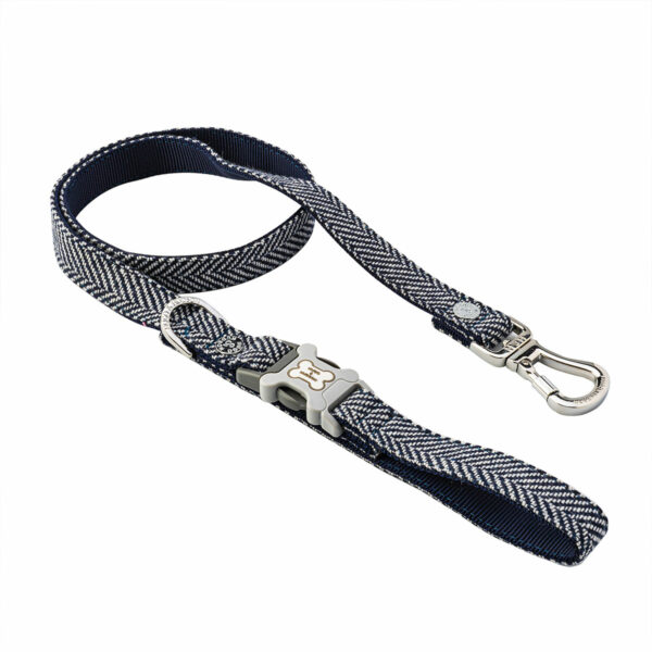 Hugo & Hudson Navy Herringbone Tweed Dog Lead