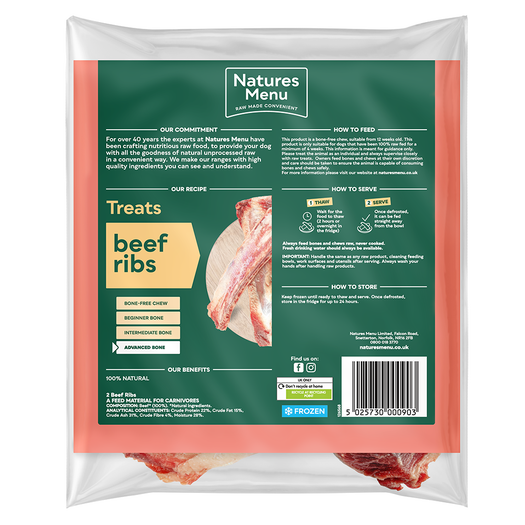 Natures Menu Frozen Raw Beef Ribs 2Pcs from Catdog Store